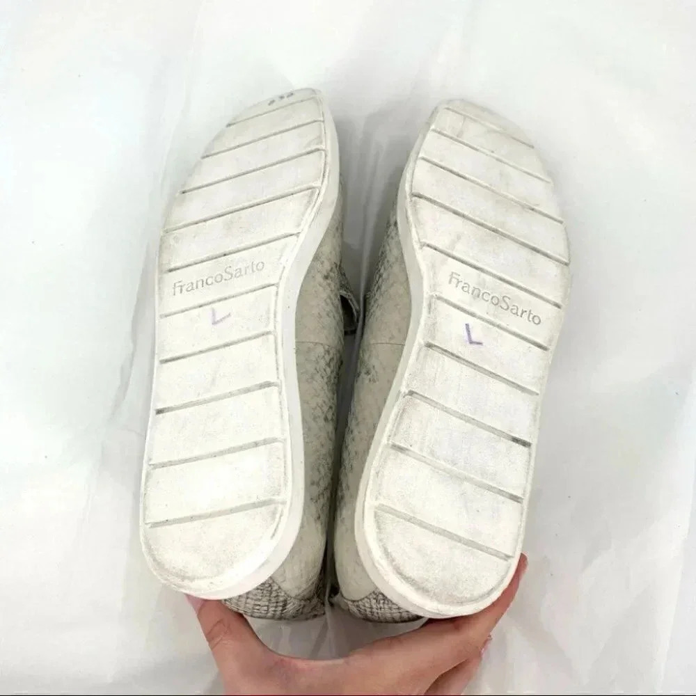 Franco Sarto flats size 8.5 38.5 Boston cream gray snakeskin print faux leather - Picture 8 of 12